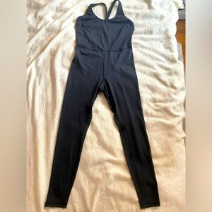 Women’s Black workout athletic jumpsuit with Racerback